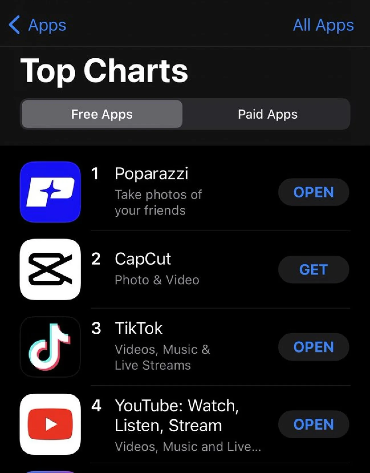 Poparazzi app feed on iPhone